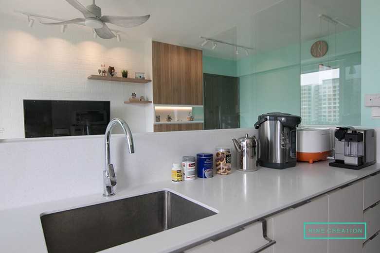 Modern Kitchen with Countertop and Kitchen Window