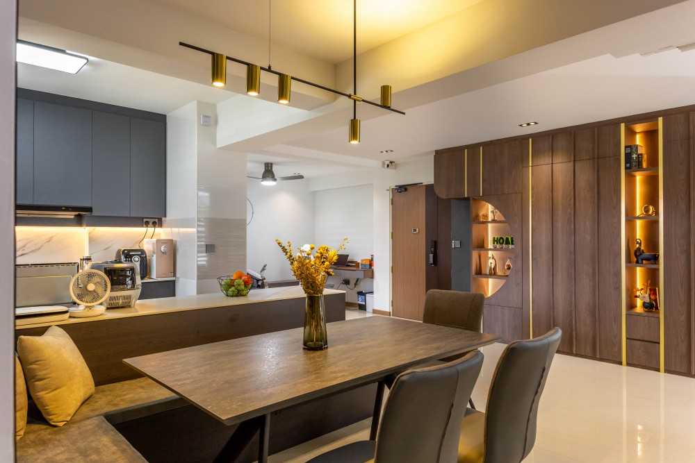 Modern Dining Room with Drop Light and Cove Lighting