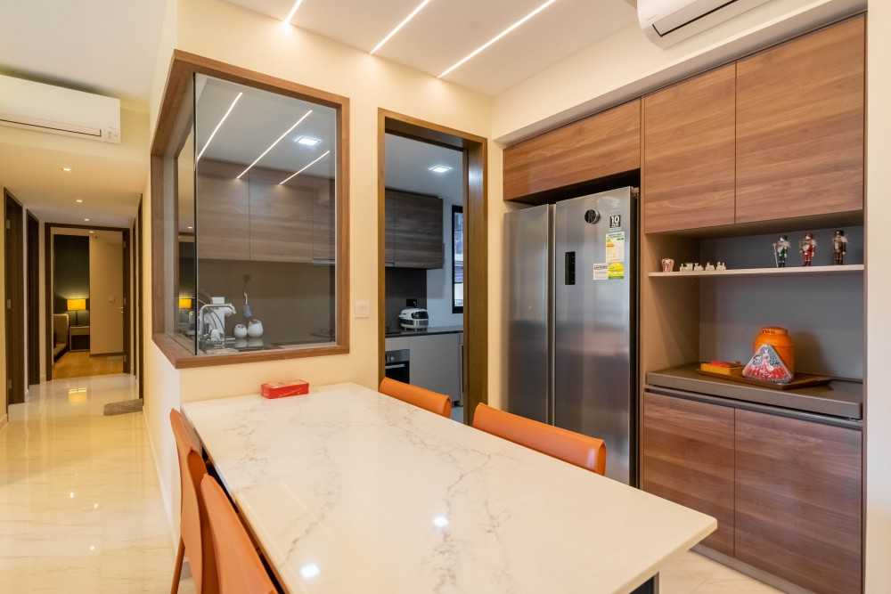Modern Dining Room with Ceiling Light and Dining Table