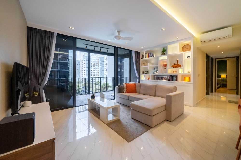 Modern Living Room with Sofa and Ottoman