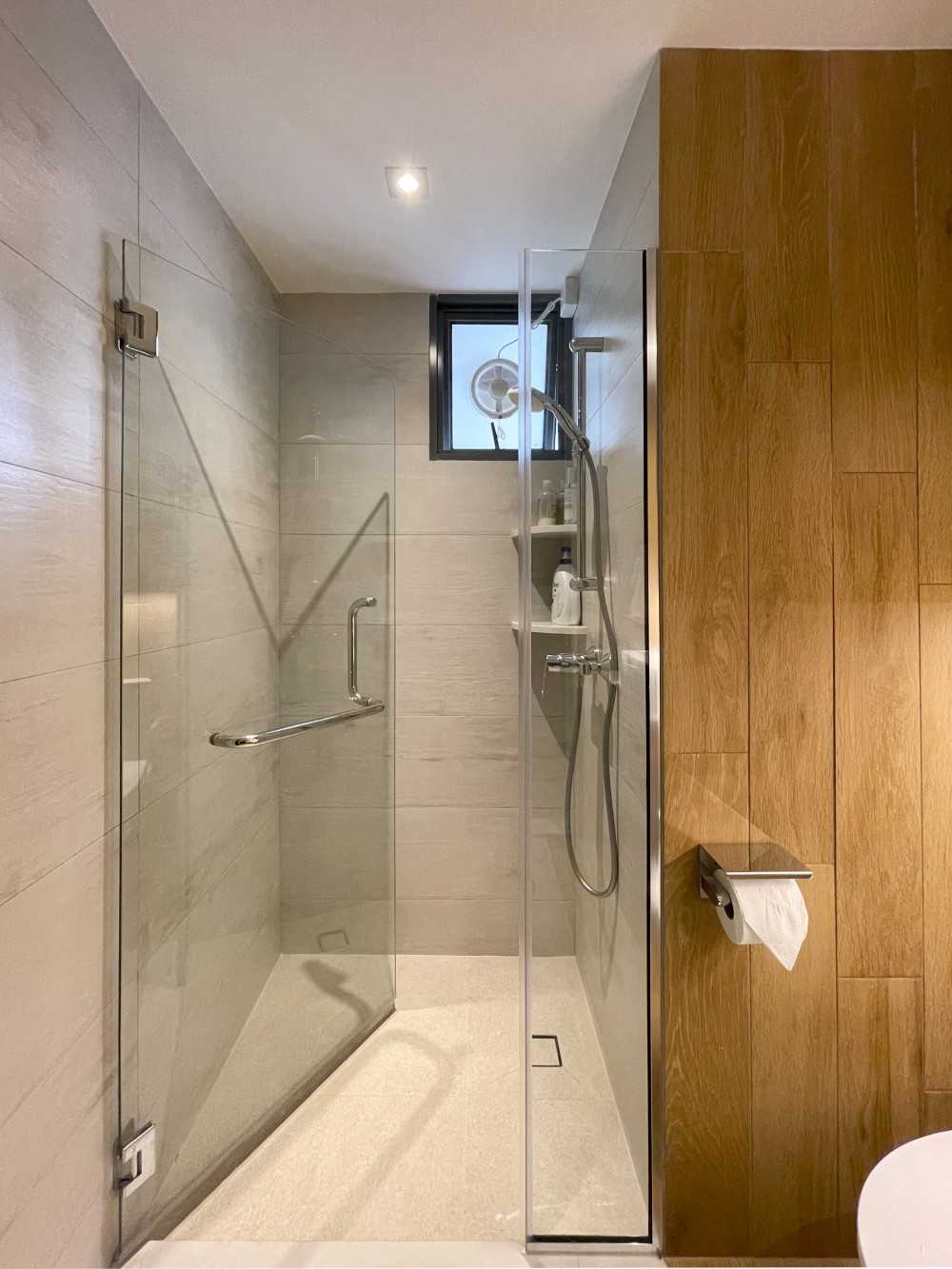 Scandinavian Bathroom with Mirror and Shower Screen
