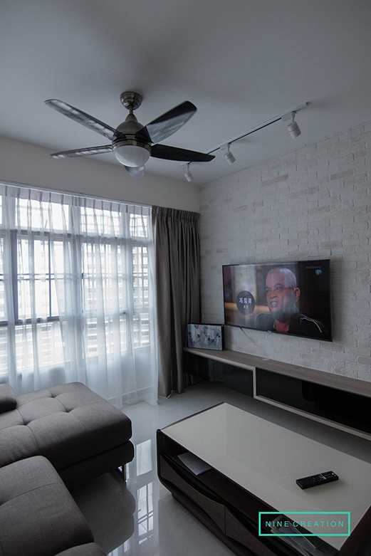 Modern Living Room with TV Console and Feature Wall