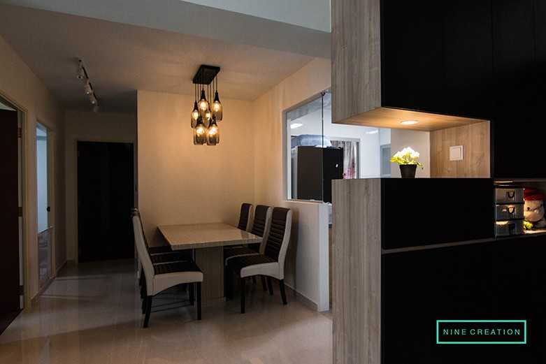 Modern Dining Room with Feature Wall and Downlights