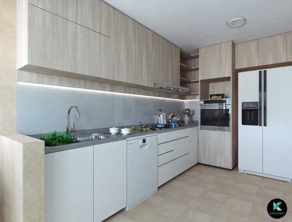 Contemporary Kitchen with Countertop and Homogeneous Tiles