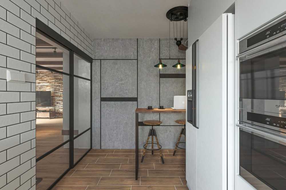 Country Kitchen with Countertop and Homogeneous Tiles