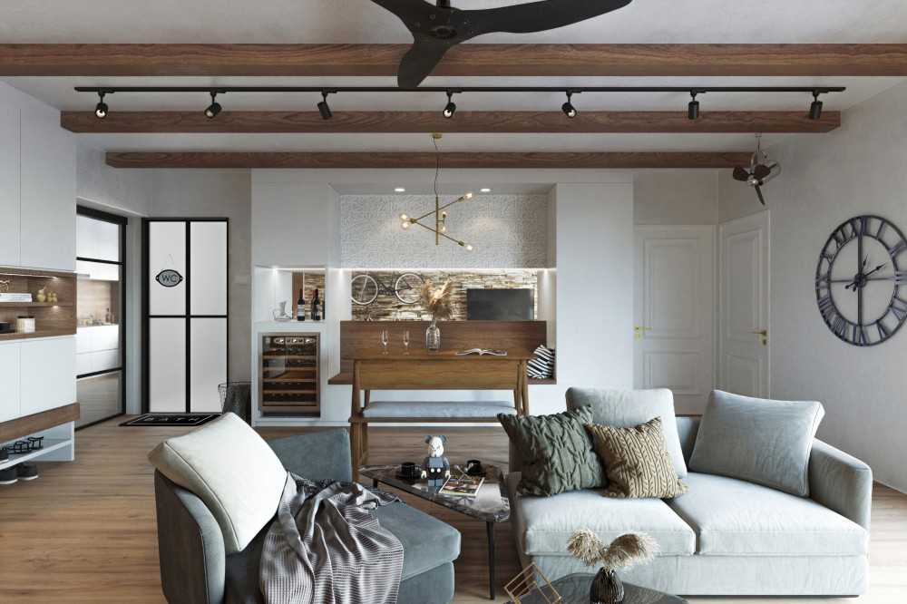 Country Dining Room with Drop Ceiling and Chandelier