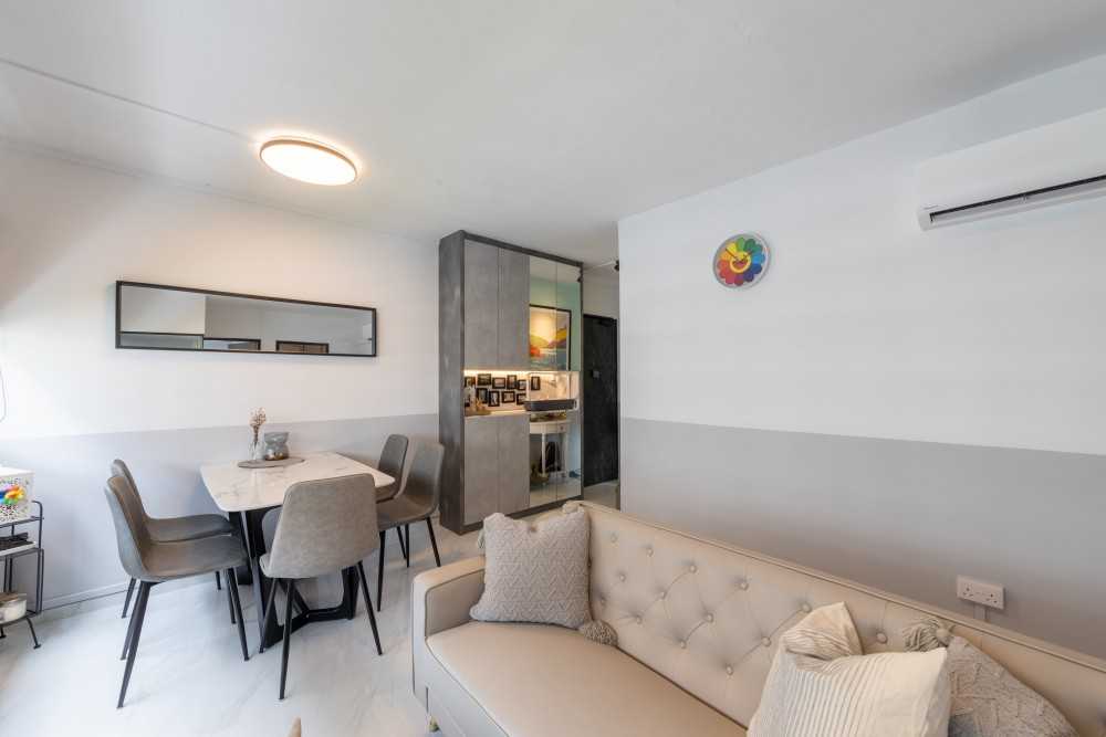 Modern Dining Room with Ceiling Light and Dining Table