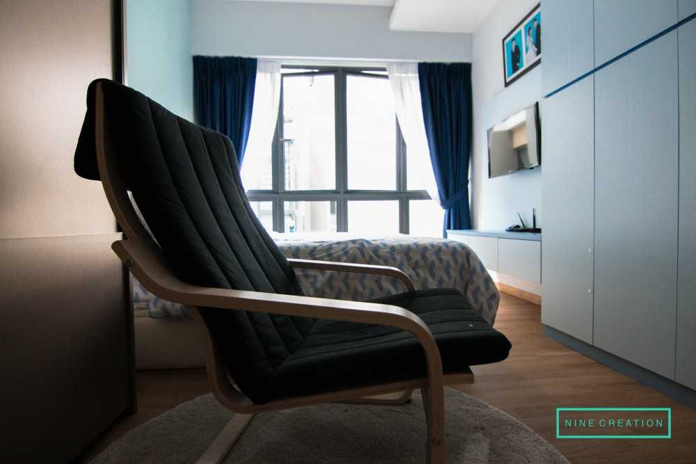 Contemporary Bedroom with TV Console and Cove Lighting