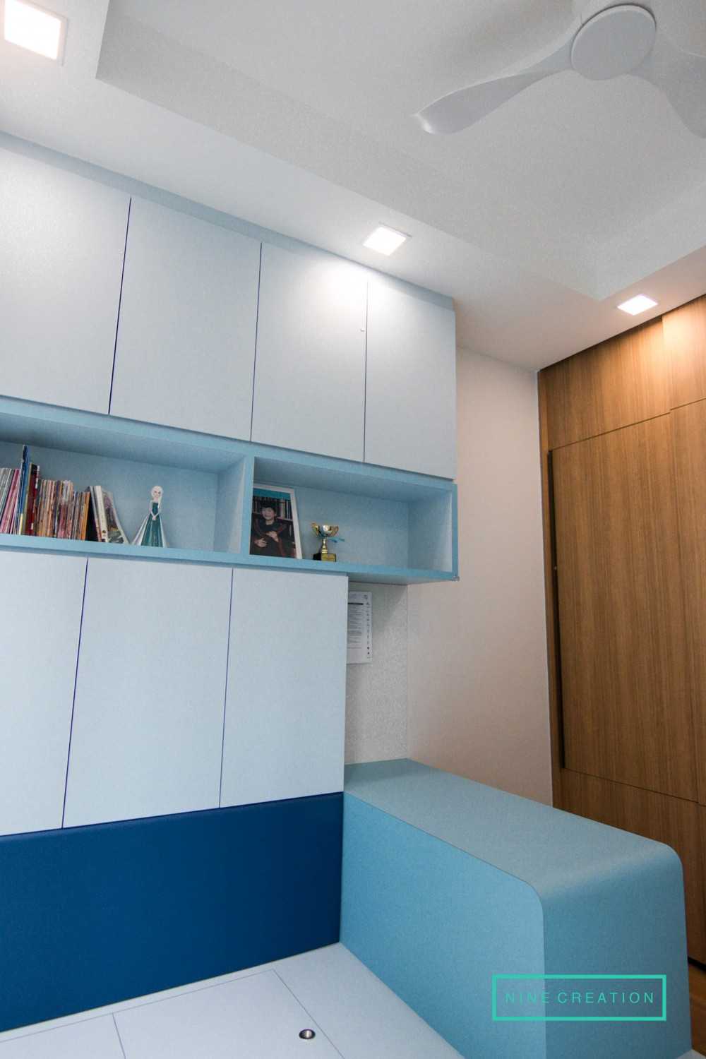 Contemporary Bedroom with Platform Bed and Ceiling Light