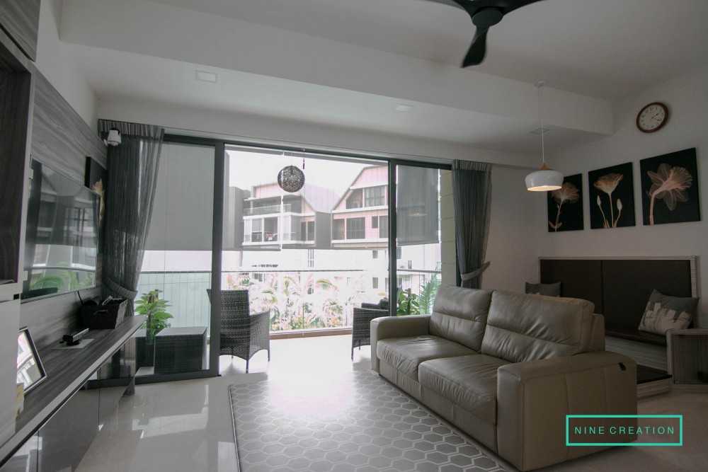 Contemporary Living Room with TV Console and Feature Wall