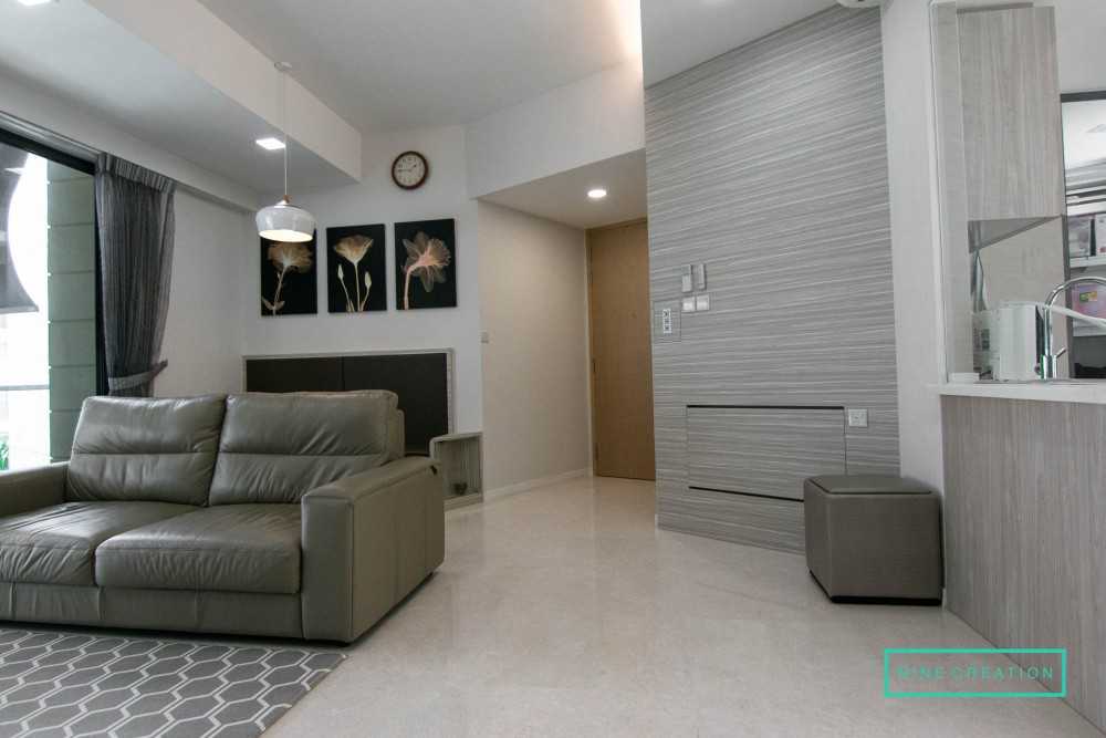 Contemporary Living Room with Feature Wall and Cove Lighting