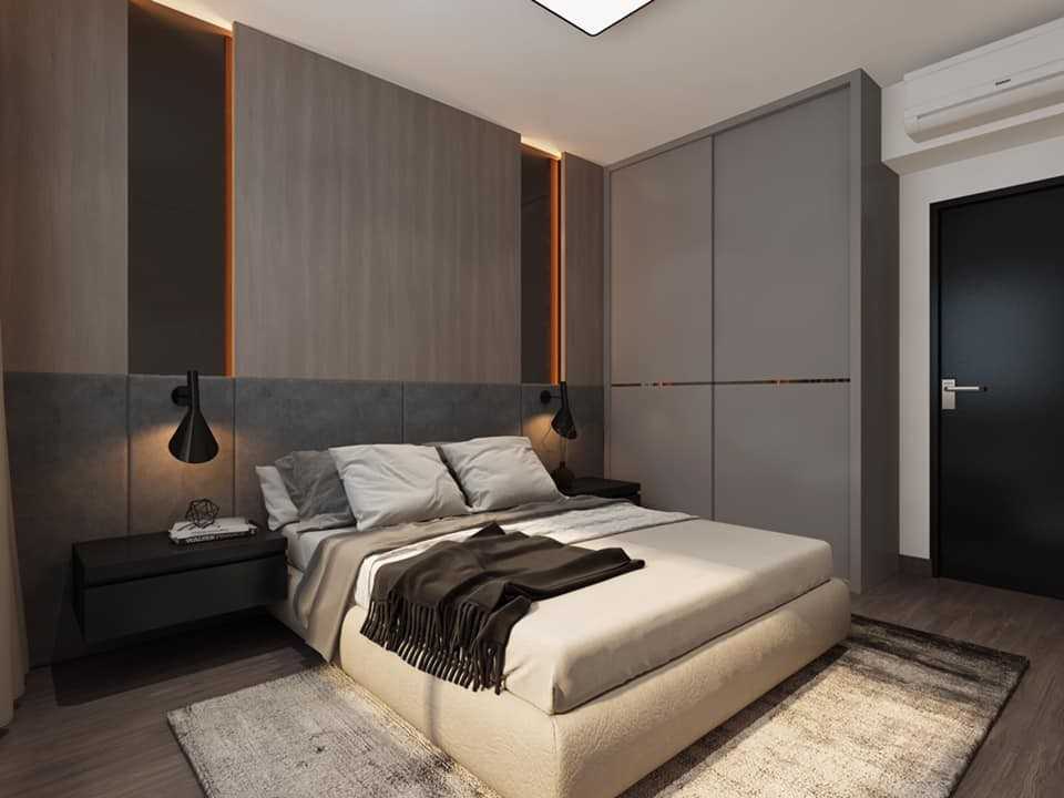Contemporary Bedroom with Vinyl Flooring and Wardrobe