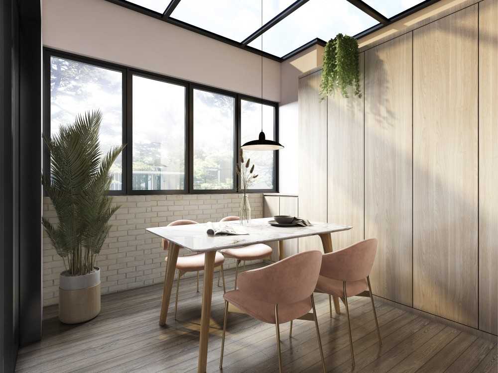 Contemporary Dining Room with Dining Table and Dining Chairs