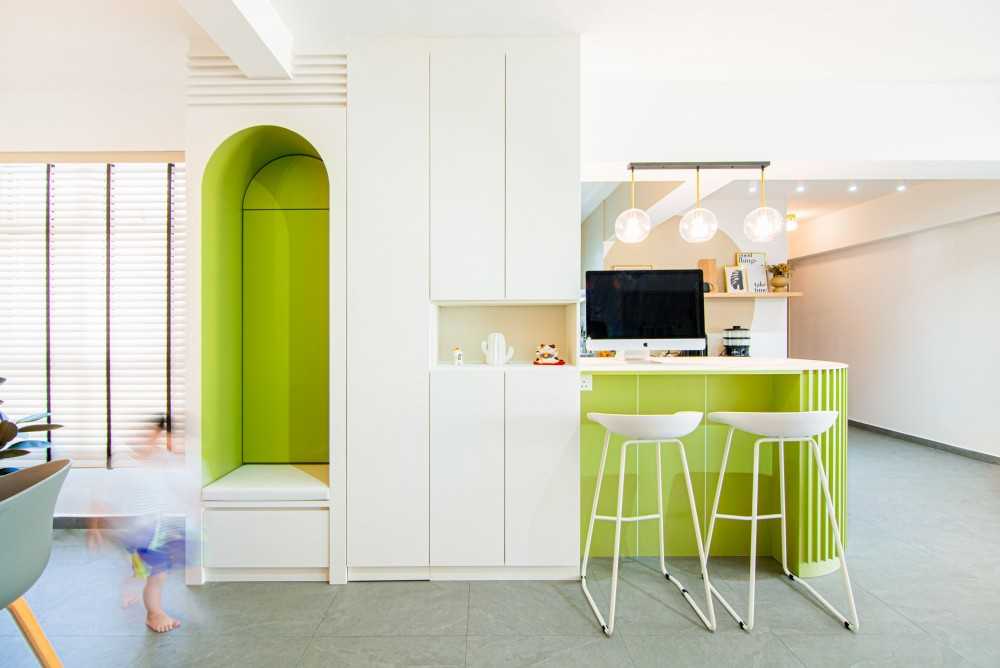 Modern Entryway with Seating Bench and Small Storage