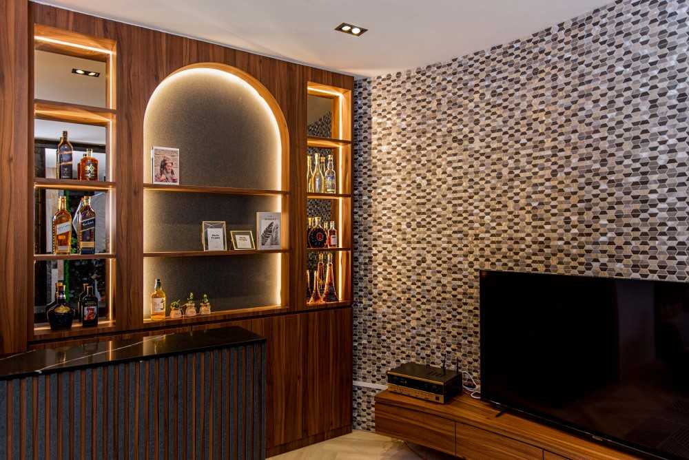 Eclectic Wine Cellar with Drinkware and Shelving Units