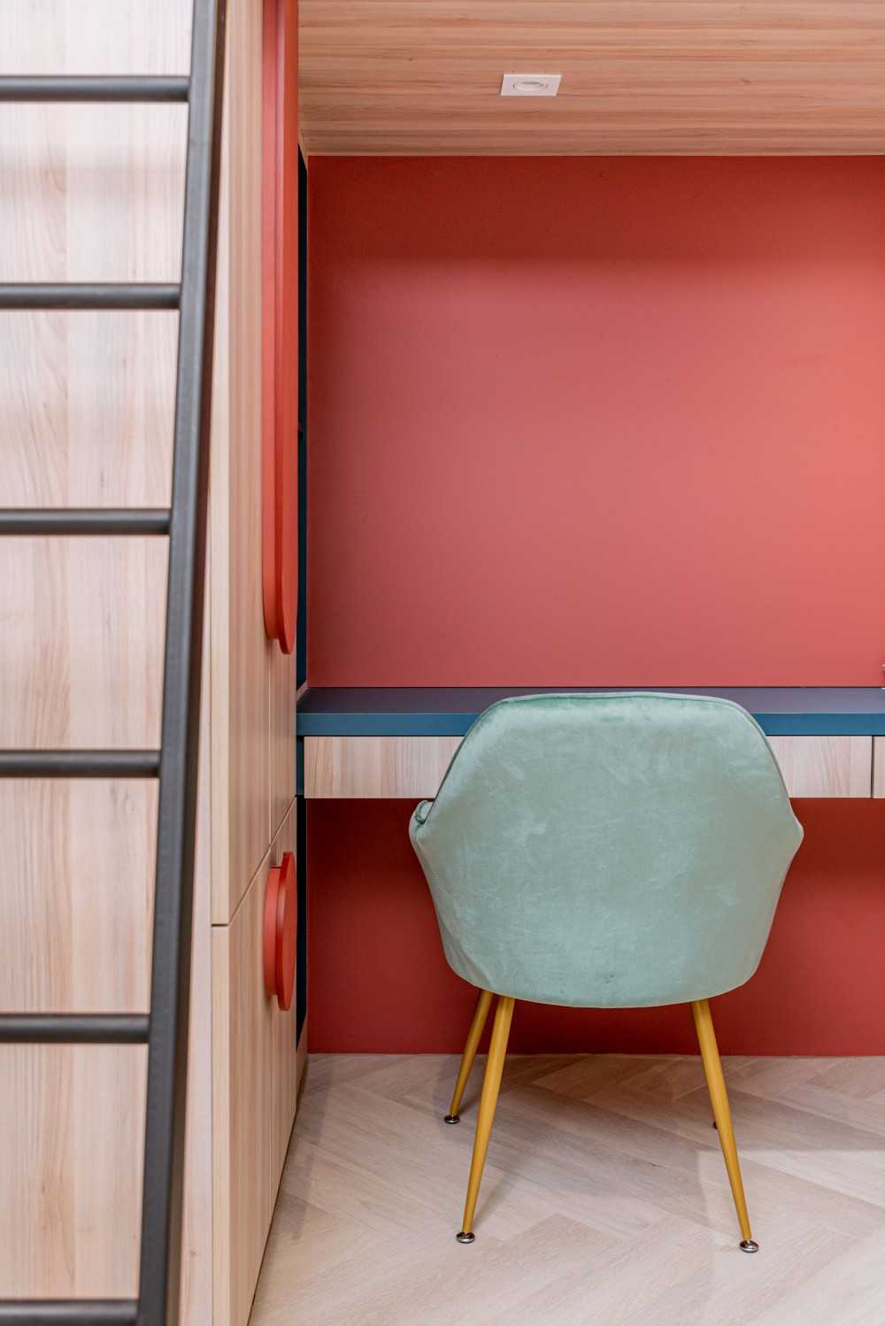 Eclectic Kids Room with Bookshelf and Built-in Bed