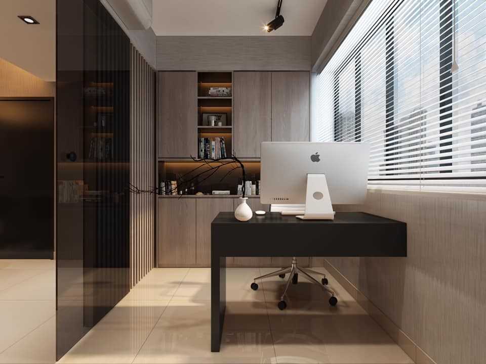 Contemporary Study with Bookshelf and Storage Cabinets