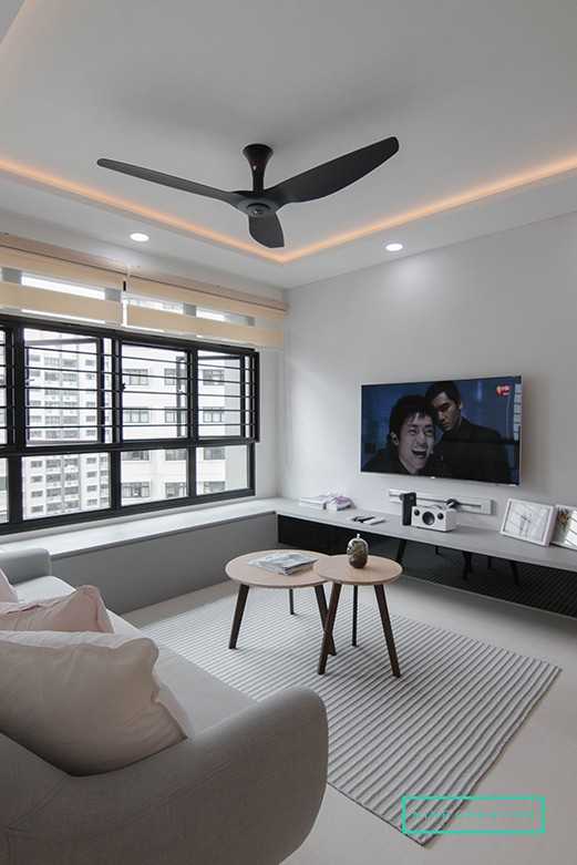 Modern Living Room with Settee and Homogeneous Tiles