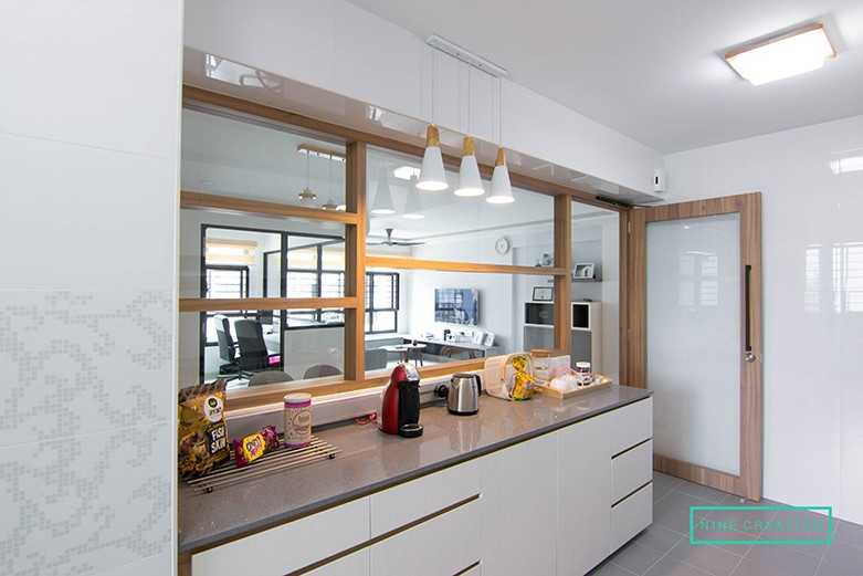 Modern Kitchen with Countertop and Kitchen Window