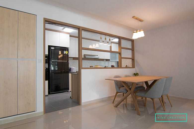 Modern Dining Room with Chandelier and Downlights