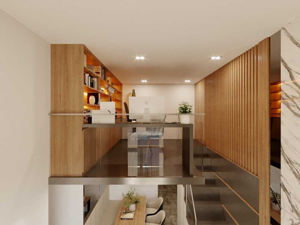 Contemporary Study with Bookshelf and Desk