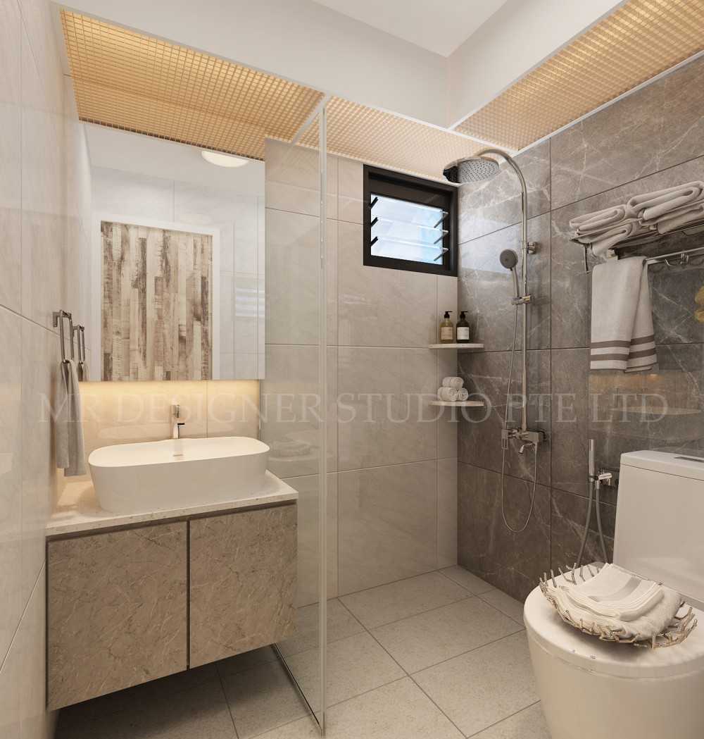 Modern Bathroom with Countertop and Homogeneous Tiles