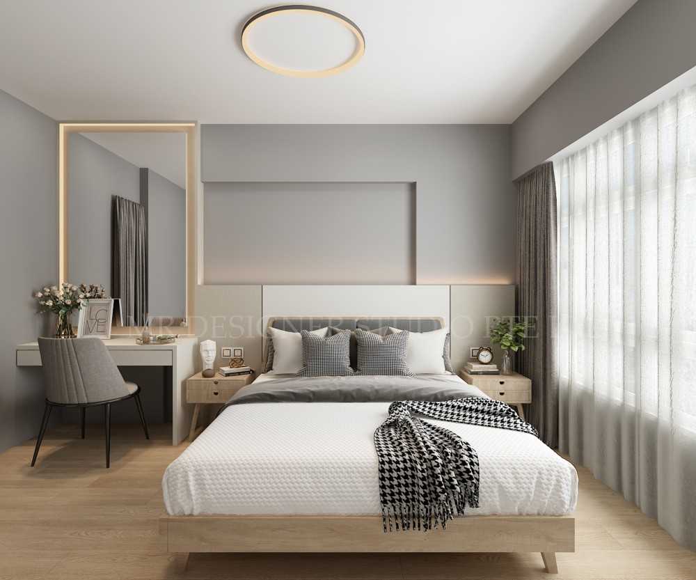 Modern Bedroom with Vinyl Flooring and Built-in Bed
