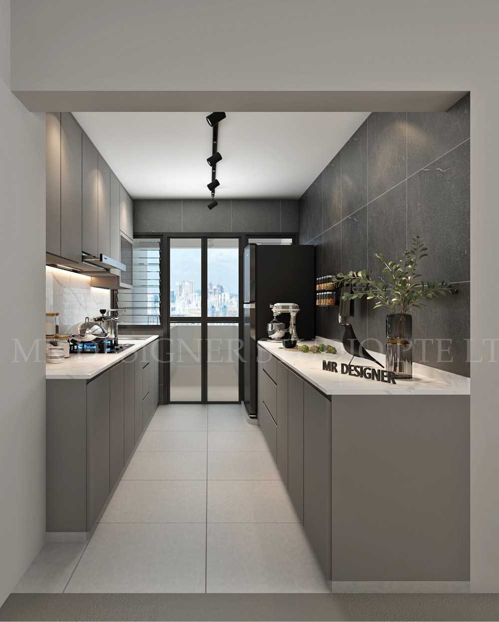 Modern Kitchen with Countertop and Kitchen Backsplash