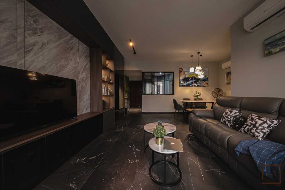 Contemporary Living Room with TV Console and Sofa