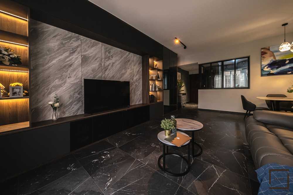 Contemporary Living Room with TV Console and Sofa