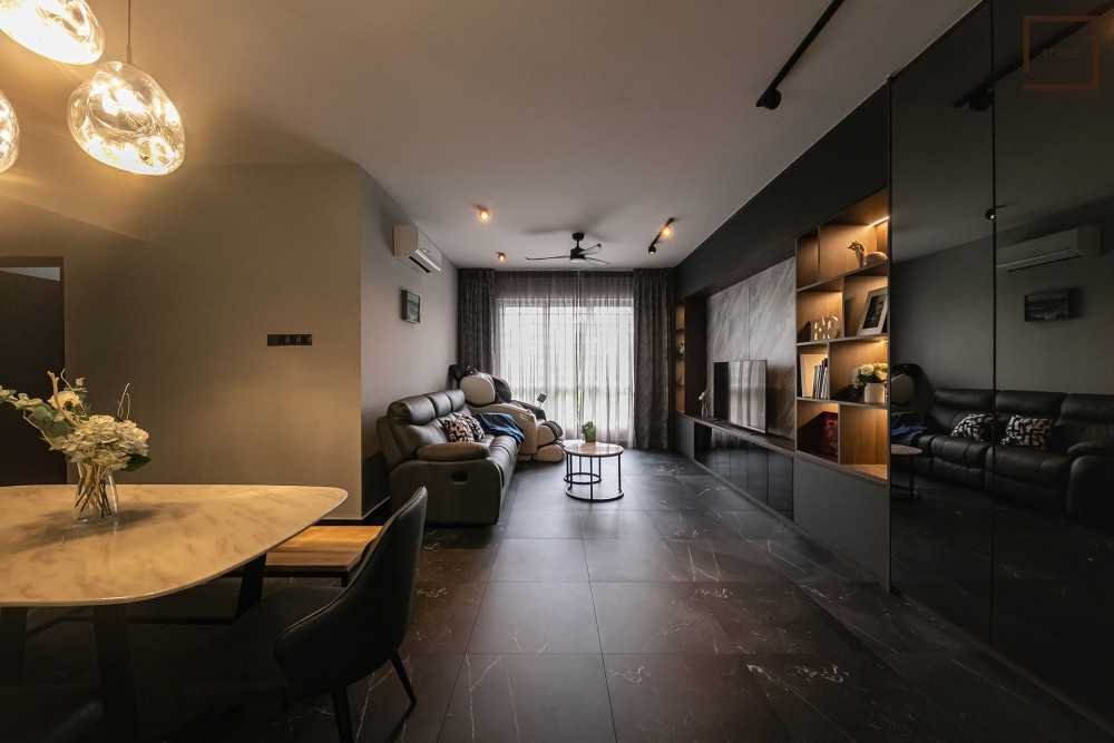 Contemporary Living Room with TV Console and Sofa