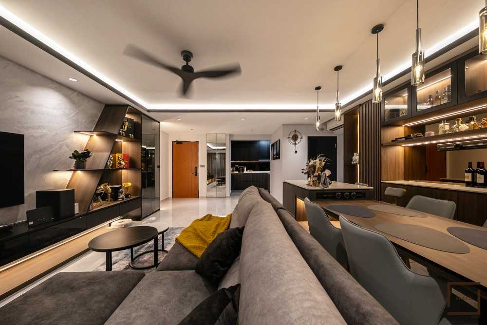 Modern Living Room with TV Console and Sofa