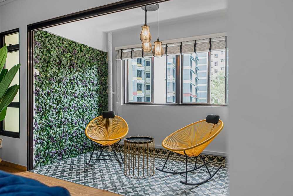 Eclectic Balcony with Outdoor Table and Outdoor Chairs