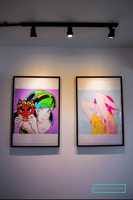Asian Hallway with Bookshelf and Artwork