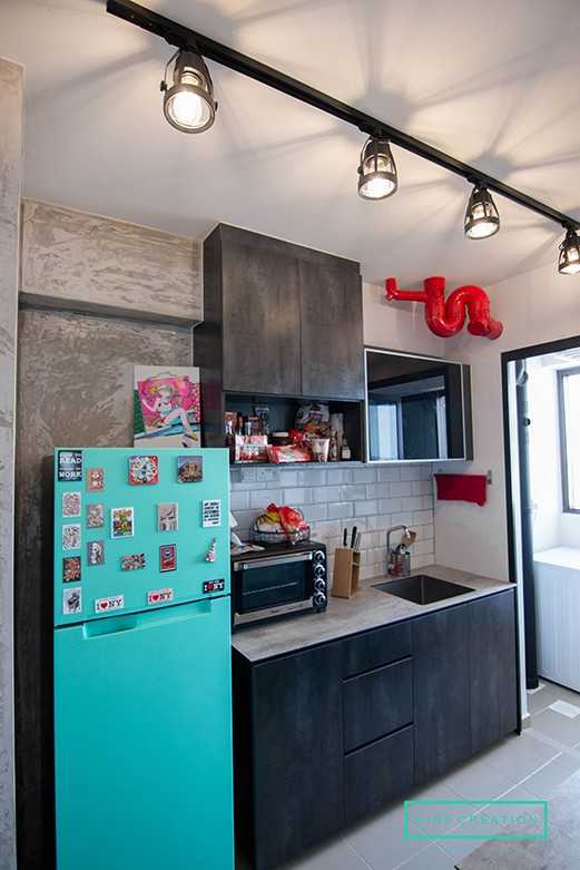 Asian Kitchen with Countertop and Kitchen Backsplash