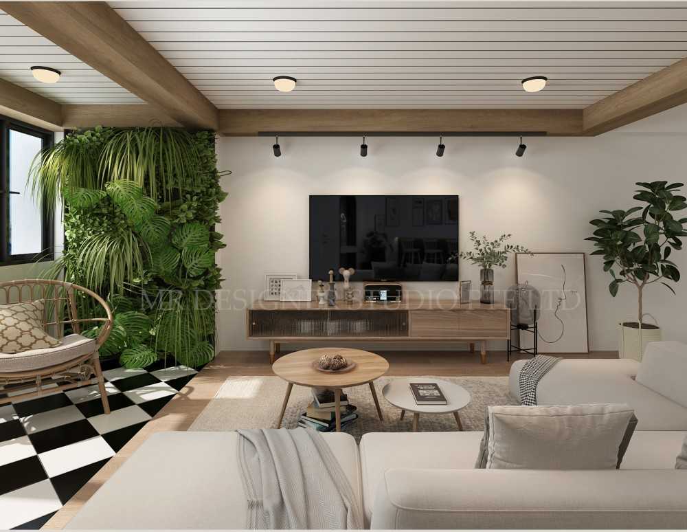Country Living Room with Vinyl Flooring and Homogeneous Tiles