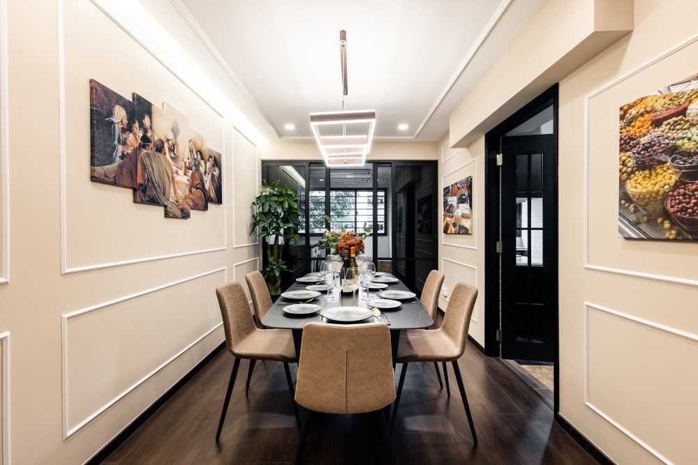 Contemporary Dining Room with Downlights and Dining Table