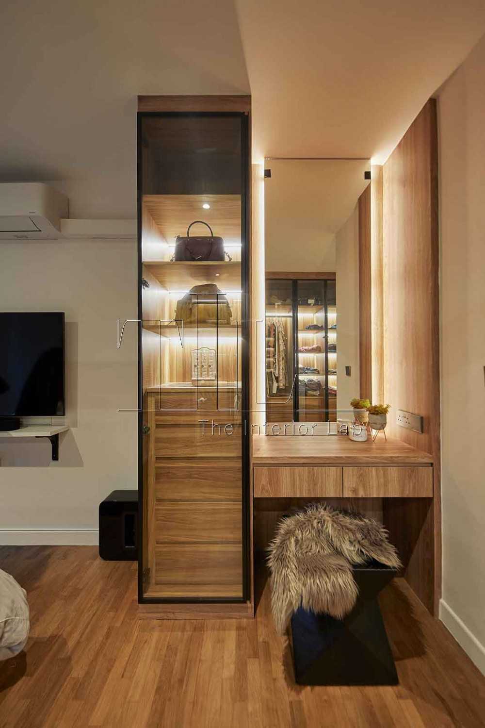 Industrial Bedroom with Cove Lighting and Wardrobe