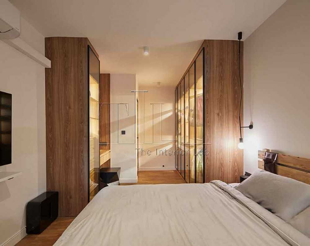 Industrial Bedroom with Vinyl Flooring and Cove Lighting