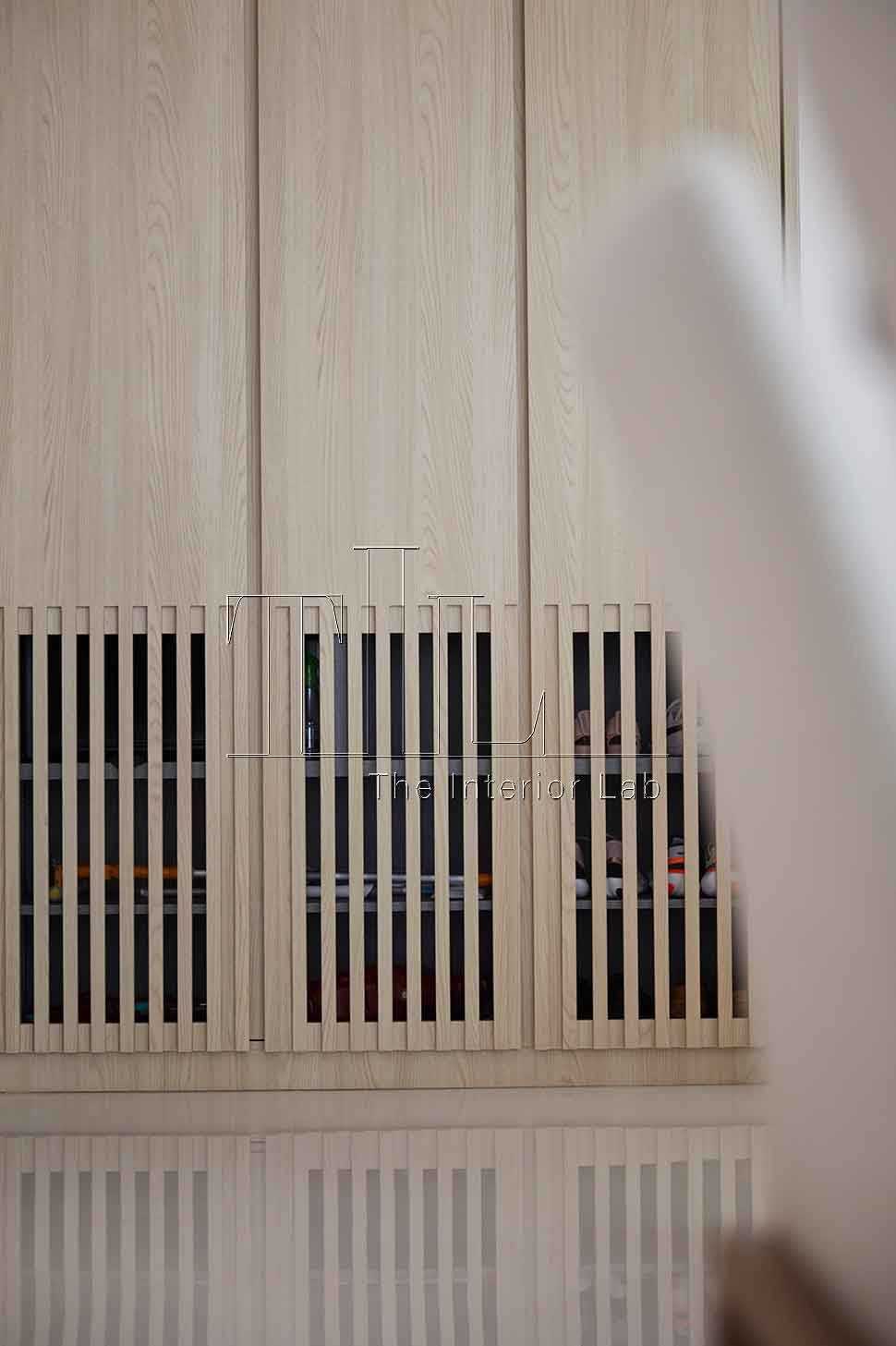Scandinavian Entryway with Seating Bench and Shoe Rack