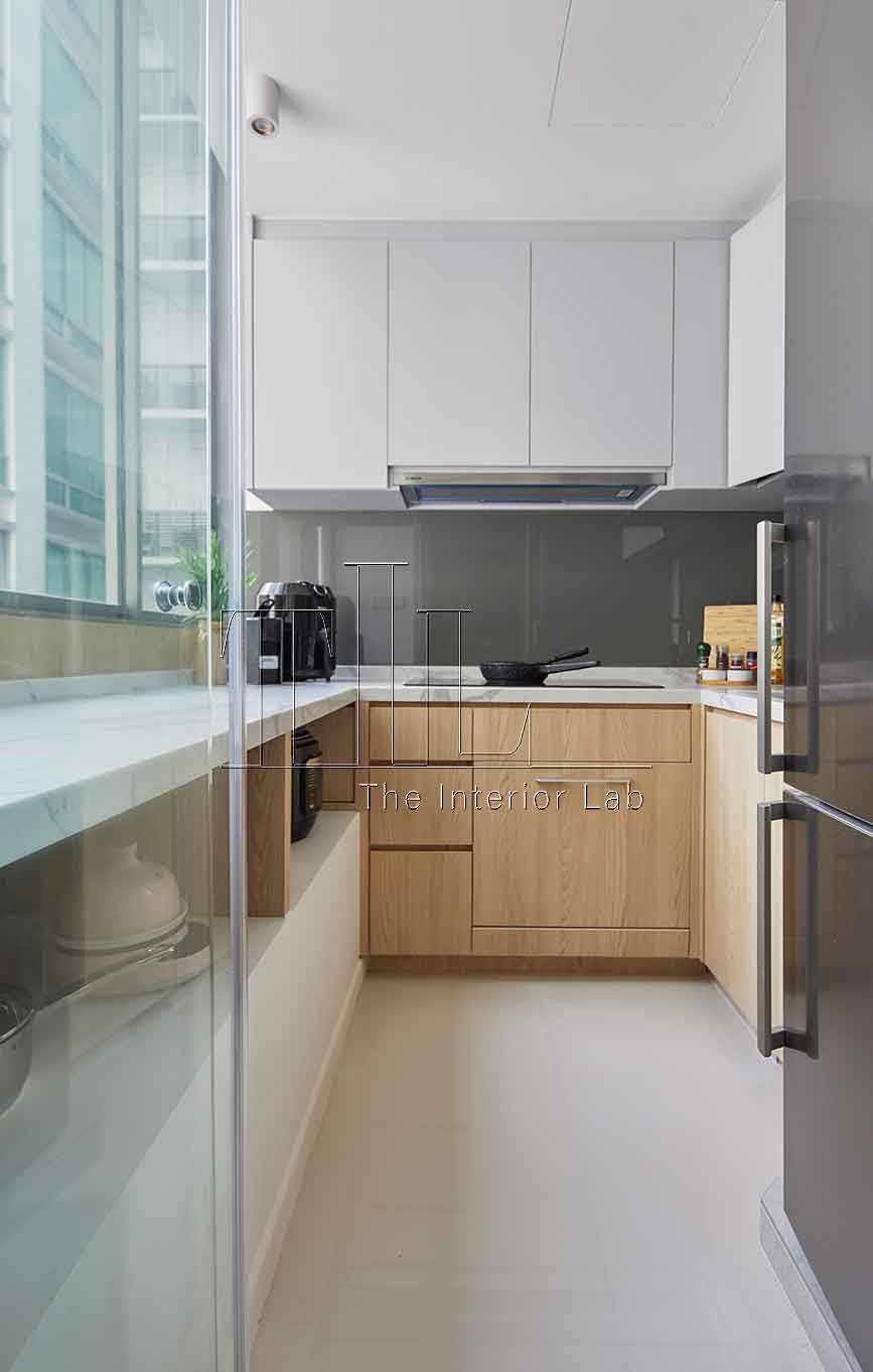 Scandinavian Kitchen with Countertop and Kitchen Window