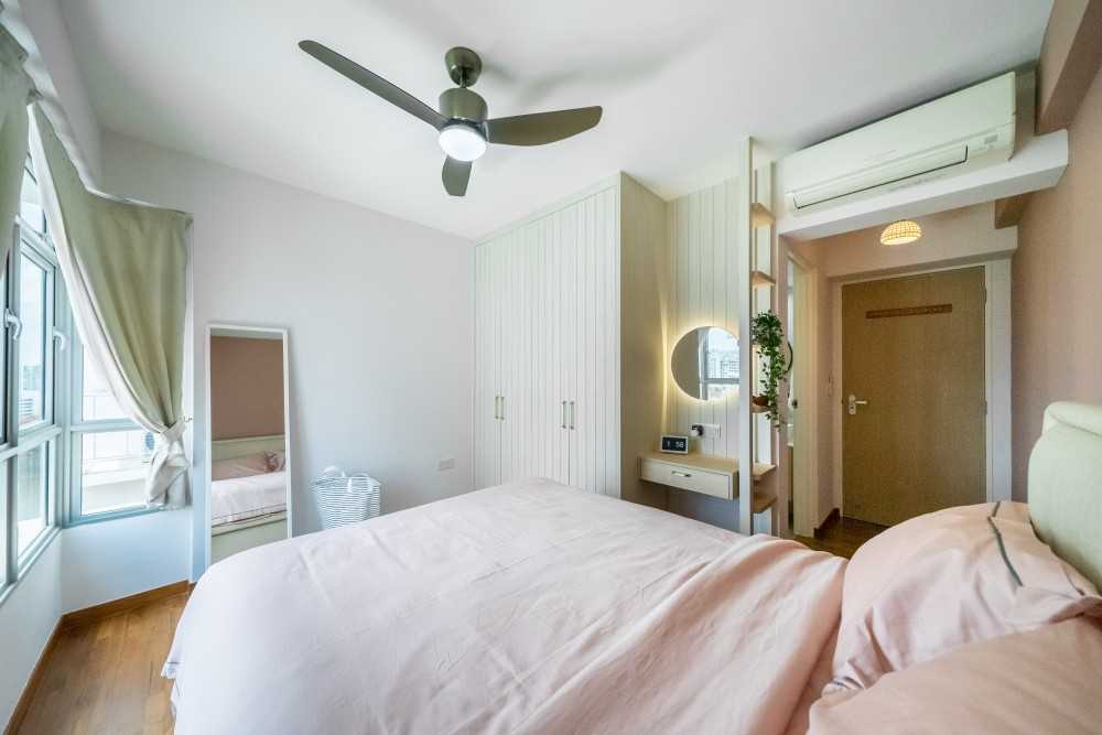 Minimalist Bedroom with Wardrobe and Built-in Bed