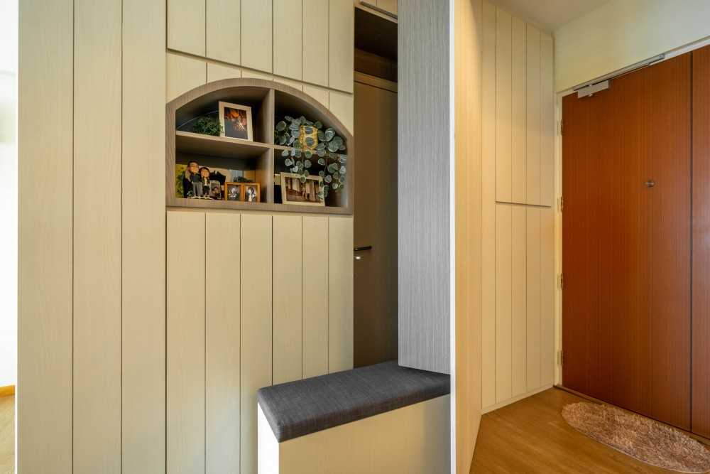 Scandinavian Entryway with Mirror and Console Table