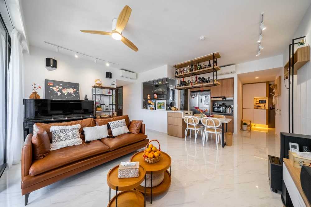 Modern Living Room with TV Console and Feature Wall
