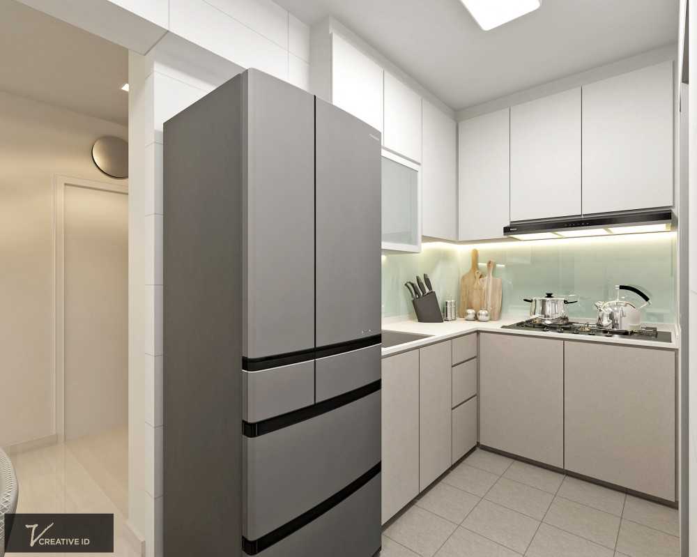 Contemporary Kitchen with Countertop and Granite Floor