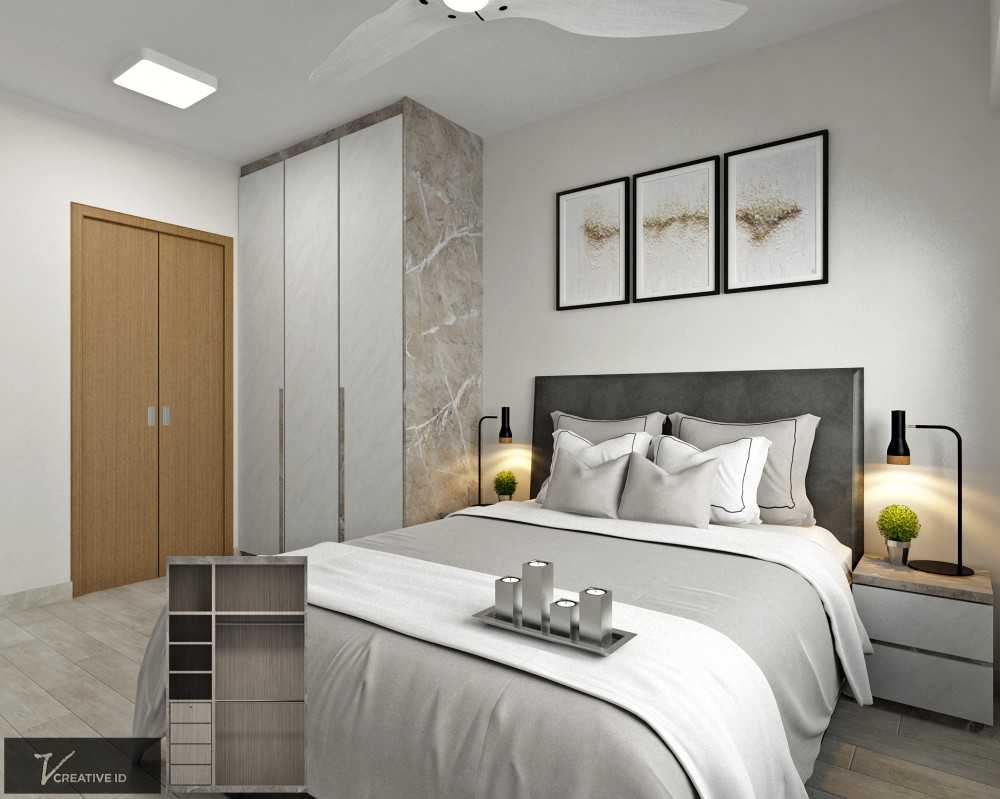 Contemporary Bedroom with Vinyl Flooring and Wardrobe