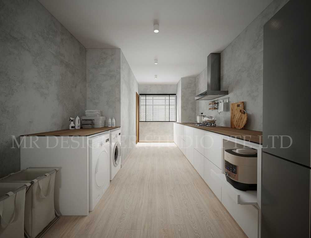 Industrial Kitchen with Countertop and Vinyl Flooring