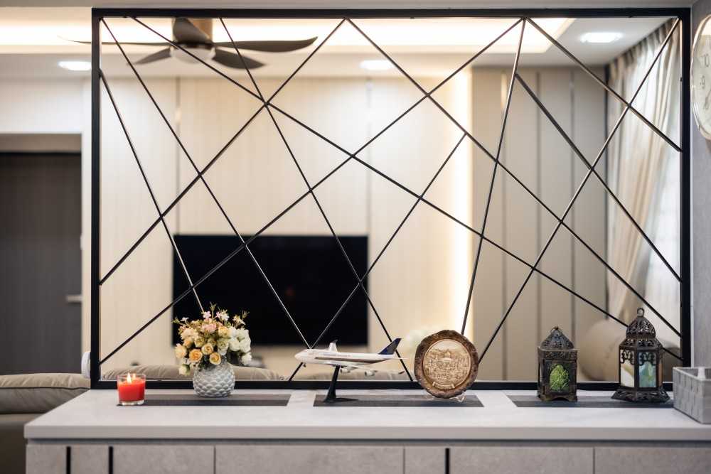 Scandinavian Living Room with Feature Wall and Cove Lighting
