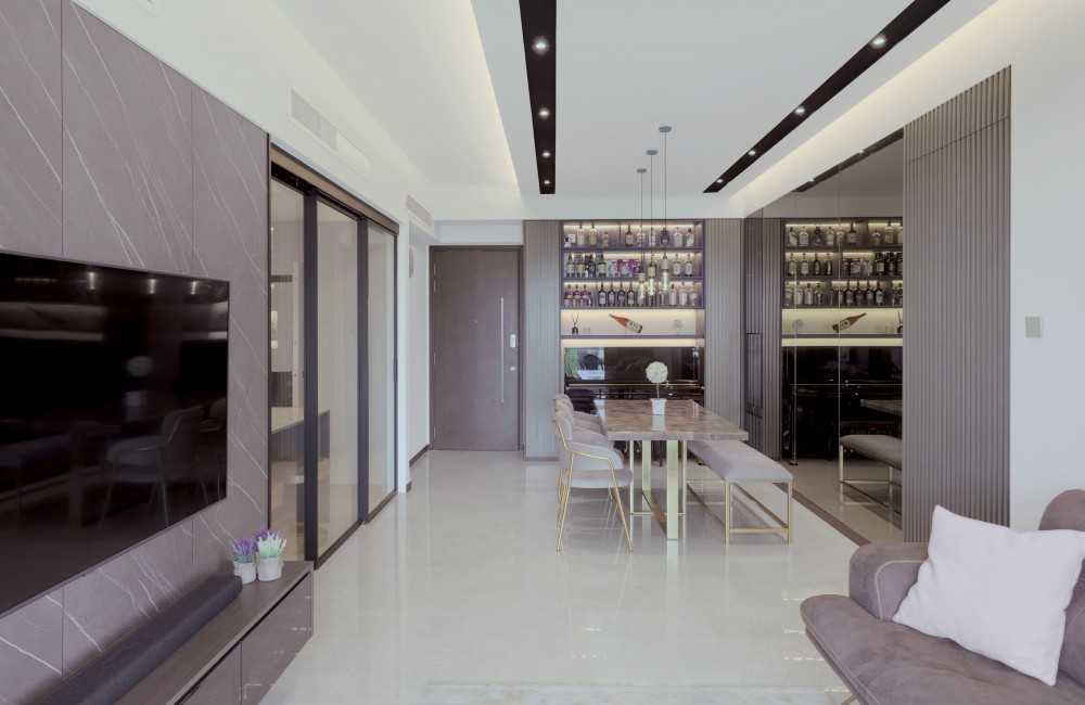 Modern Living Room with TV Console and Feature Wall
