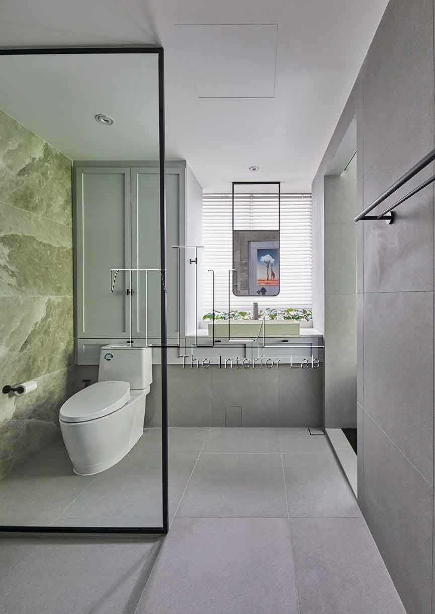 Contemporary Bathroom with Countertop and Mirror